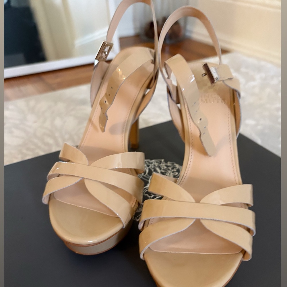 Vince Camuto Tan Heels Crisscross Slingback